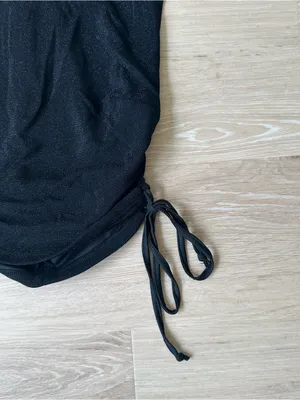 Peppermayo Black Shimmer Mock Neck Side-Tie Tank Top thumbnail 2