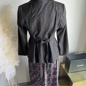SISLEY brown tweed belted tailored blazer thumbnail 5