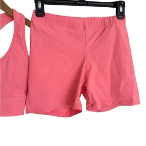 Saski Pink Bike Shorts and Sports Bra Two Piece Set Size Small‎ S Pink thumbnail 3
