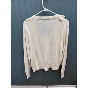 J.Crew Cream Ruffle‎ V Neck Long Sleeve Sweater Women's XL Cozy Casual thumbnail 3