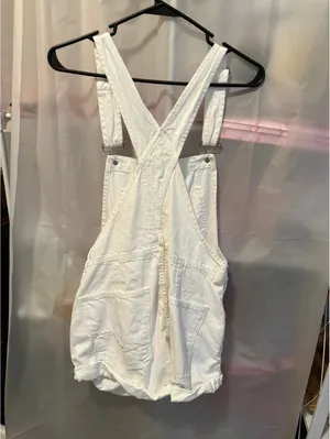 We The Free White Denim Short Overalls XS thumbnail 3