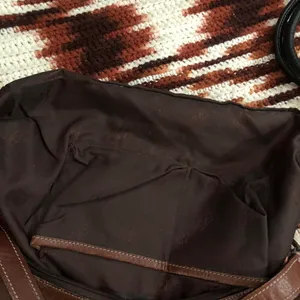 FOSSIL Vintage Y2K Brown leather baguette shoulder hobo hand bag purse boho satchel cargo pockets #grunge #whimsygoth #preppy #officesiren thumbnail 6