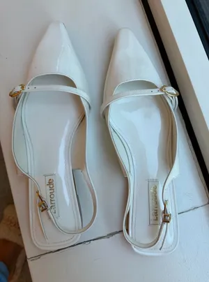 Larroude White Patent Pointed Mary Jane Slingback Flats- worn 1/2x thumbnail 1