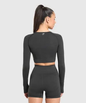 Gymshark Vital Seamless 2.0 Long Sleeve Gray Crop Top thumbnail 9