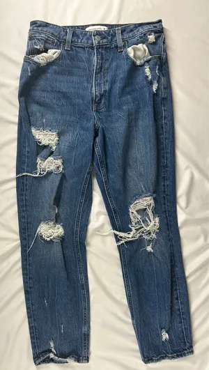 Abercrombie Curve Love High Rise Mom Jeans 29 8R Distressed thumbnail 1
