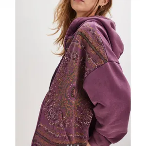 Found for Free People Motif Full Zip Hoodie in Vintage Purple Sz L NWT $220R thumbnail 3