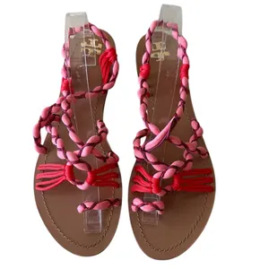 Tory Burch Paloma Sandals‎ Pink Braided Strappy Boho Size 10.5 thumbnail 2