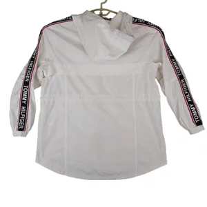 Tommy Hilfiger‎ Windbreaker Jacket Womens Large Long White Spellout thumbnail 2