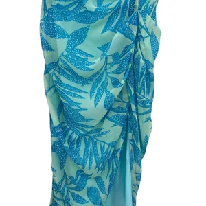 Amanda Uprichard Rosalinda Off-Shoulder Dress Tropical‎ Print Green Blue Size XS thumbnail 6