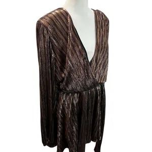 Ramy Brook Elise Metallic Wrap Mini Dress Gold Bronze NWT L thumbnail 6