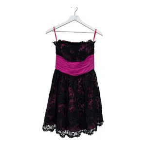 Betsey Johnson Strapless Lace Dress Pink Black Party Cocktail Size 8 thumbnail 12