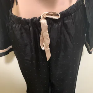 Victoria's Secret black silky polka dot black woman pajama set size XL drawstring thumbnail 3
