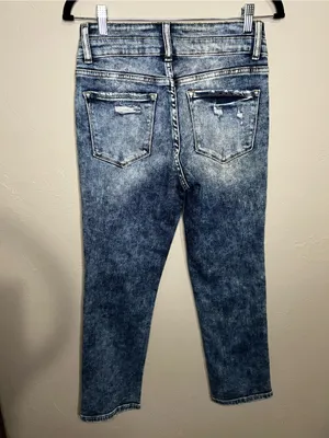 Vervet‎ High Rise Slim Straight Ankle Slit Crop Acid Wash Distressed Jeans thumbnail 9