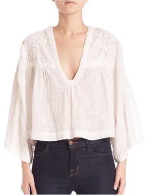 Free People Carry Me Away Crop Top in White thumbnail 1