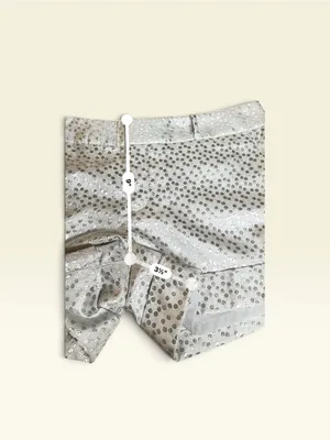 Banana Republic Ryan Fit Silver White Polka Dots Metallic Cuffed Shorts Size 12 thumbnail 6