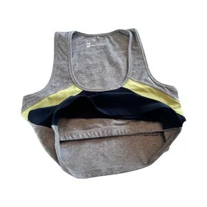 Beyond‎ Yoga Peloton Womens Medium Colorblock Crop Tank Top Navy Gray Neon Logo thumbnail 4