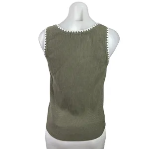 Scotch & Soda Women's Green Ribbed Knit Stitch Trim Sleeveless Tank Top Size M thumbnail 3