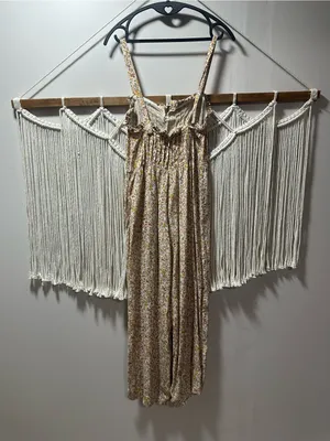 Madewell Floral Smocked Jumpsuit in Cream and Yellow thumbnail 2