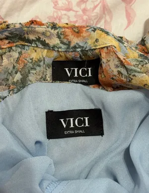 Vici Sheer Floral Maxi Dress in Peach, Blue, Cream XS thumbnail 2