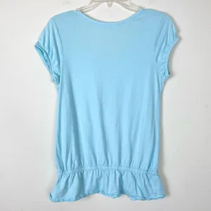 Vintage y2k Old Navy Aqua Blue Lace Detail Fitted Waist Blouse Top Size S thumbnail 3