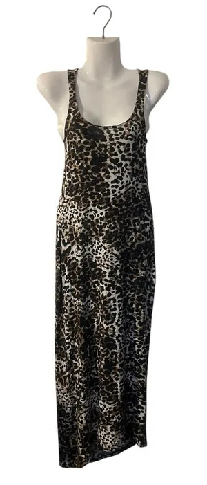 H&M Leopard Print Sleeveless Tank Maxi Dress SZ XS Bodycon Slip dress 90s Casual thumbnail 1