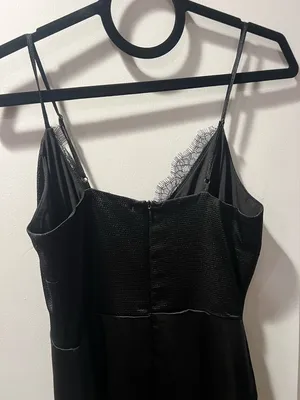 Skies Are Blue Black Lace-Trim Midi Slip Dress thumbnail 4
