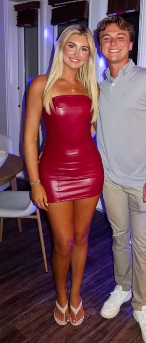 Shein Red Leather Strapless Dress thumbnail 1