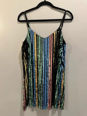 Show Me Your MuMu Vivian Colorful Sequin Vertical Striped Mini Dress thumbnail 6