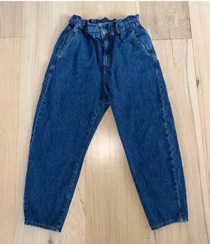 Zara Paperbag Denim Blue Jeans Size 10 thumbnail 1