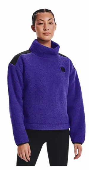 Women's UA Sherpa‎ Fleece Mock Neck Jacket Pullover Blue / Black Size XL NWT thumbnail 1