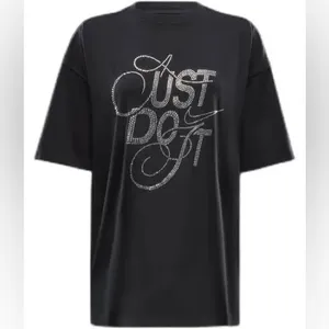 Nike‎ black oversized rhinestone bling tee Just do it medium thumbnail 3