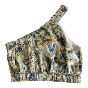 Abercrombie & Fitch One-Shoulder Boho Tropical Floral Cropped Tank Top XS NWT thumbnail 5
