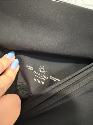 High-Waisted Black Aerie 7/8‎ Yoga Leggings thumbnail 2