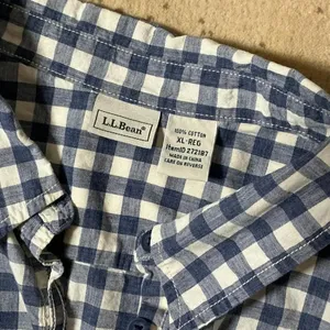 LL Bean Womens XL Blue White‎ Gingham Cotton Button Down Shirt 272187 thumbnail 7