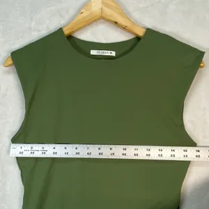 Reoria Bodysuit‎ Olive Green Sleeveless Muscle Tank Top Casual Size M thumbnail 2
