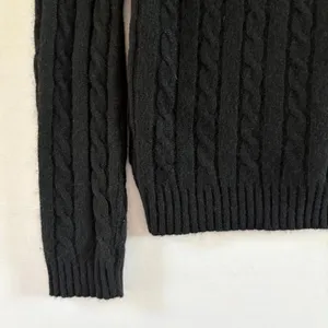 Lauren Ralph Lauren Black 100% Cashmere Cable Knit Shawl Collar Sweater XS thumbnail 4