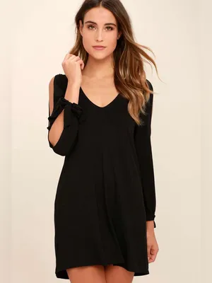 Lulus Glory of Love Black Shift Dress Size Medium NWT thumbnail 5