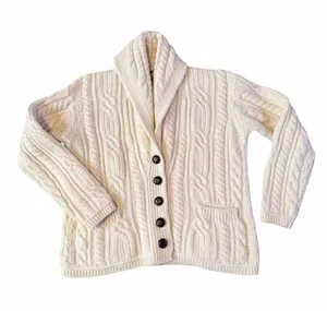 Vtg Carraig Donn Aran Cardigan Women XS Cream 100% Merino Wool Made in Ireland thumbnail 1
