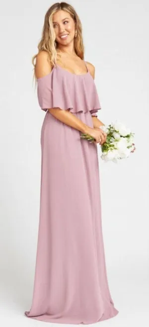 Show Me Your Mumu SMYM Caitlin ruffle maxi dress in antique rose pink NEW XS thumbnail 1