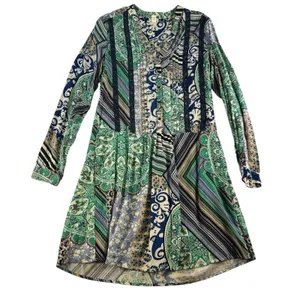 TINY Anthropologie XS Caviana Shirt‎ Dress Blue Paisley Women’s Boho Long Sleeve thumbnail 3