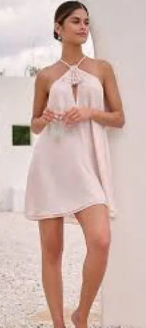 By Anthropologie Mermaid Mini Dress Blush Pink Small NWT‎ thumbnail 1