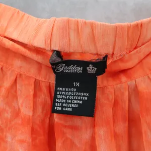 The Goddess Collection Orange Sheer Knee Length Pull On Flirty Bow Skirt Plus 1X thumbnail 5