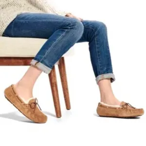 UGG Dakota Chestnut Brown Suede Leather Wool Lined Moccasin Slipper Loafer Shoes thumbnail 2