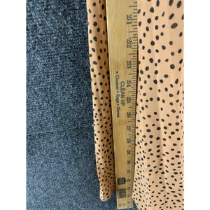 Japna Pleated Midi Skirt Size M Camel Brown Polka Dot Elastic Waist Lined thumbnail 8