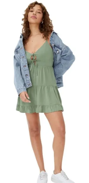 Aeropostale v-neck A-line dress olive green size xl BEACH COASTAL COQUETTE thumbnail 1