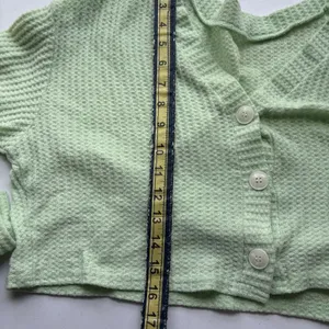 Shein Mint Green Waffle Knit Cropped Button Cardigan Sweater 1XL thumbnail 9