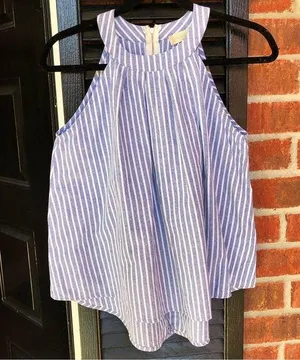 Altar'd State Striped Linen Top Blouse M thumbnail 1