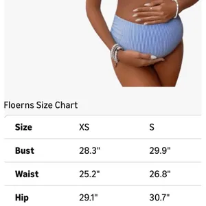 NWT Floerns Maternity Striped Ruffle V Neck 2 Pc Bathing Suit Blue White Small thumbnail 8