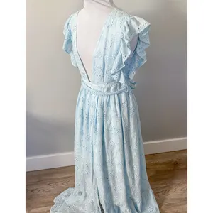 Malibu Bum Baby Blue Eyelet Maxi Dress thumbnail 8