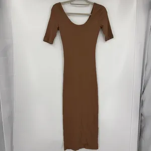 Signature 8 Mocha Ribbed Bodycon Maxi Dress Small Clean Girl Minimalist Neutral thumbnail 2